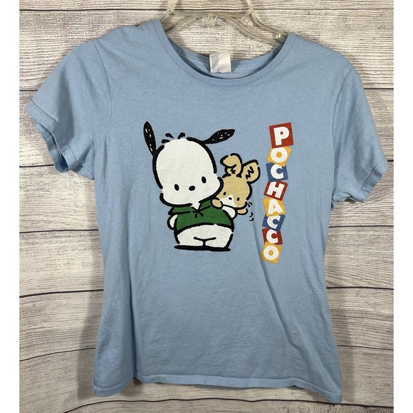 Hello Kitty Tops - Pochacco Graphic T Shirt Womens Small Blue Sanrio Cute Cartoon Tee